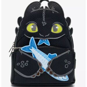 Loungefly DreamWorks How to Train Your Dragon Toothless & Fish Mini Backpack NWT